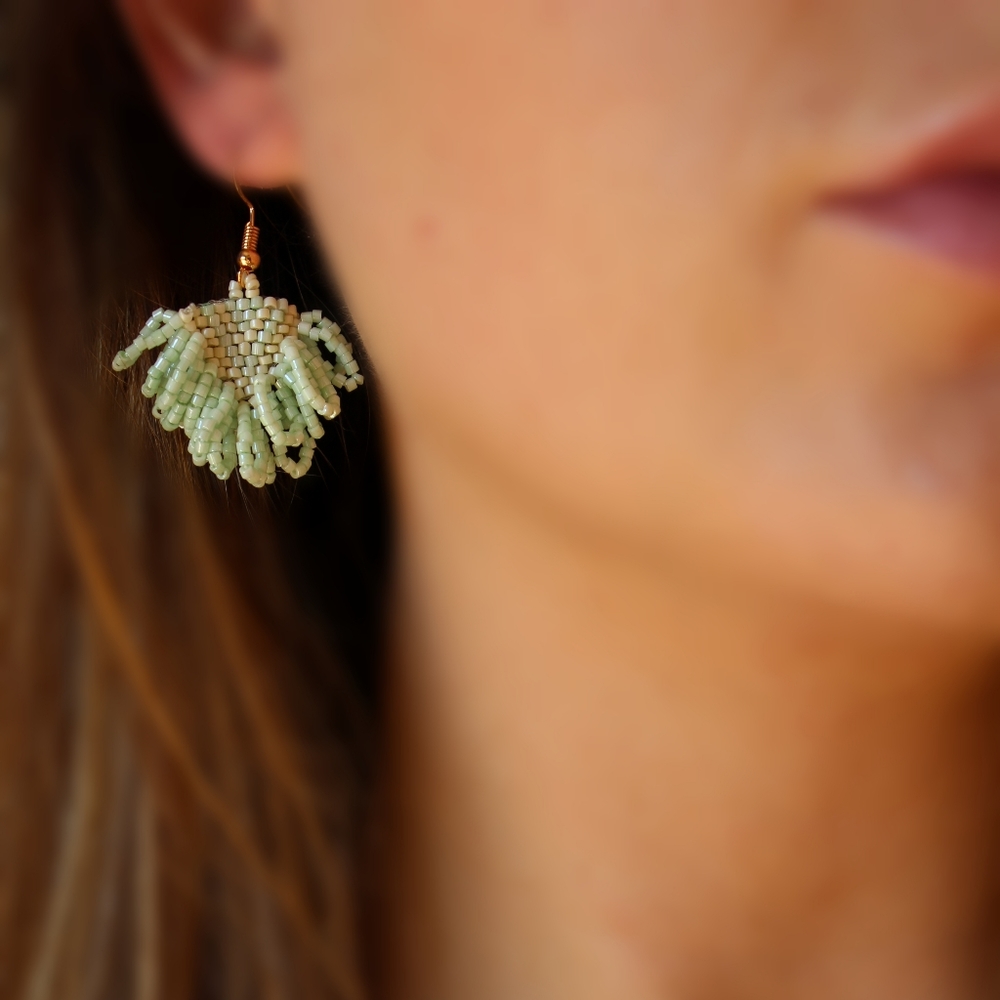 *2 for $15* Seafoam Green Seed Bead drop earrings
